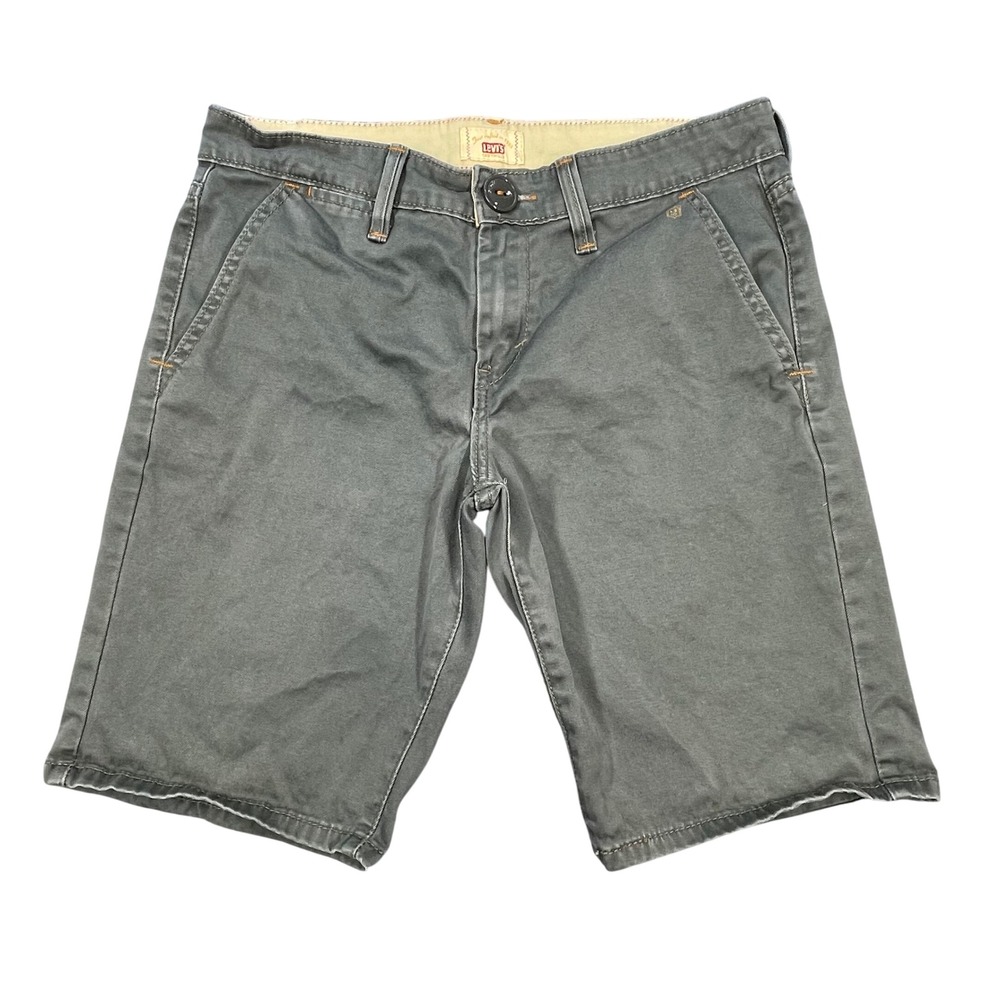 Levi Olive Green Tab Twills Stretch Chino Bermuda Shorts Womens 6 - Picture 1 of 9